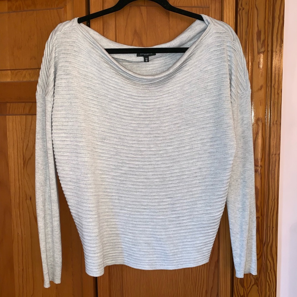 ✨Silver grey off-shoulder sweater